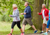 A group walking through a park