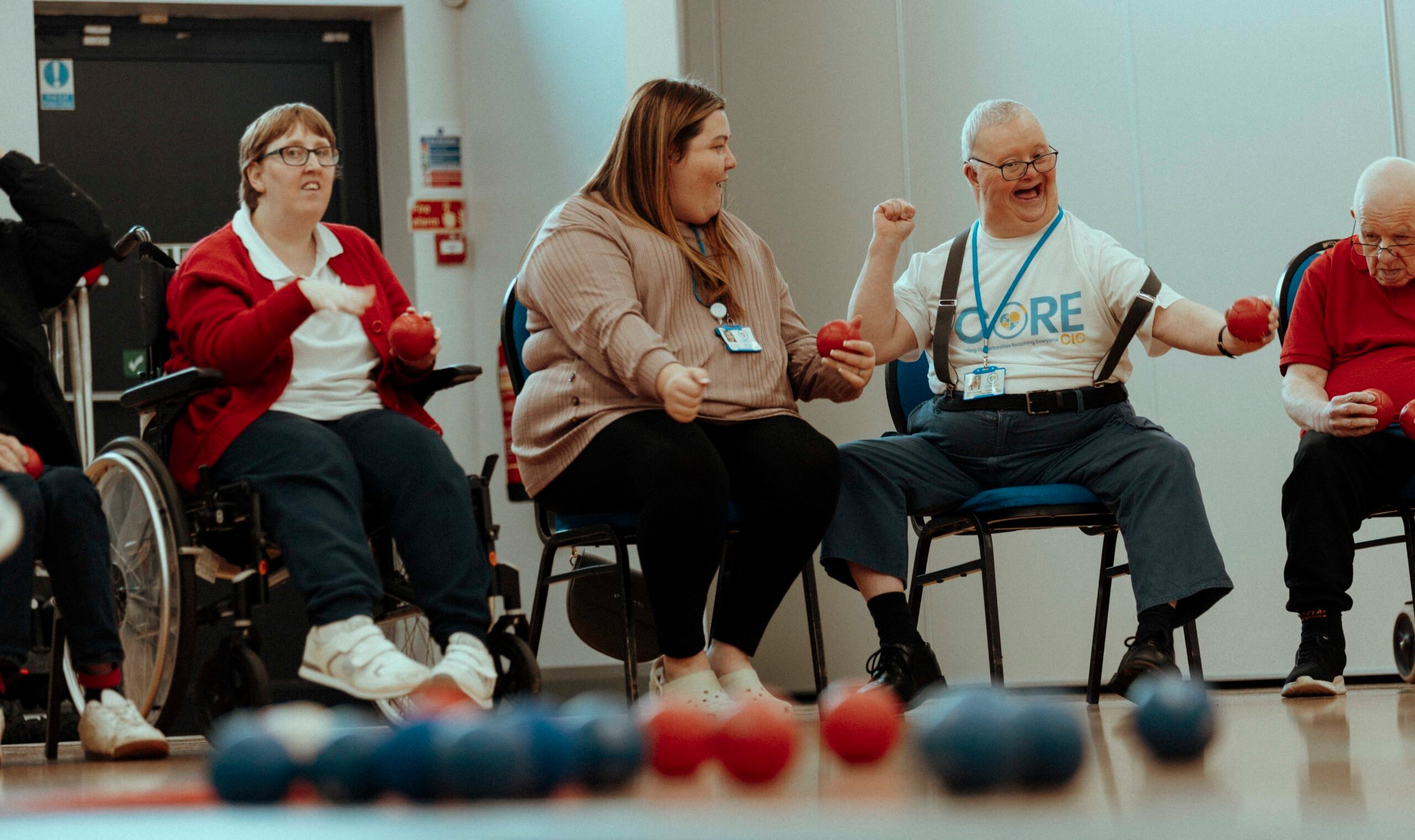 people playing boccia