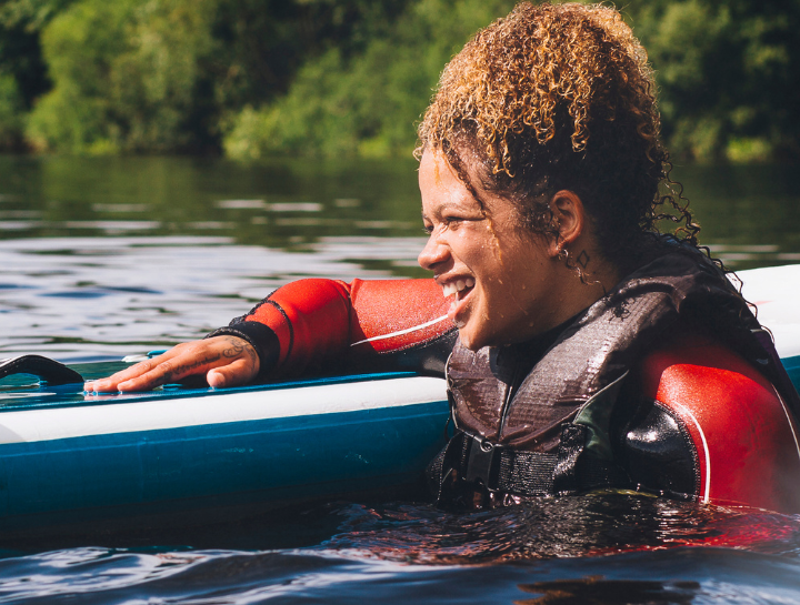 woman paddleboarding