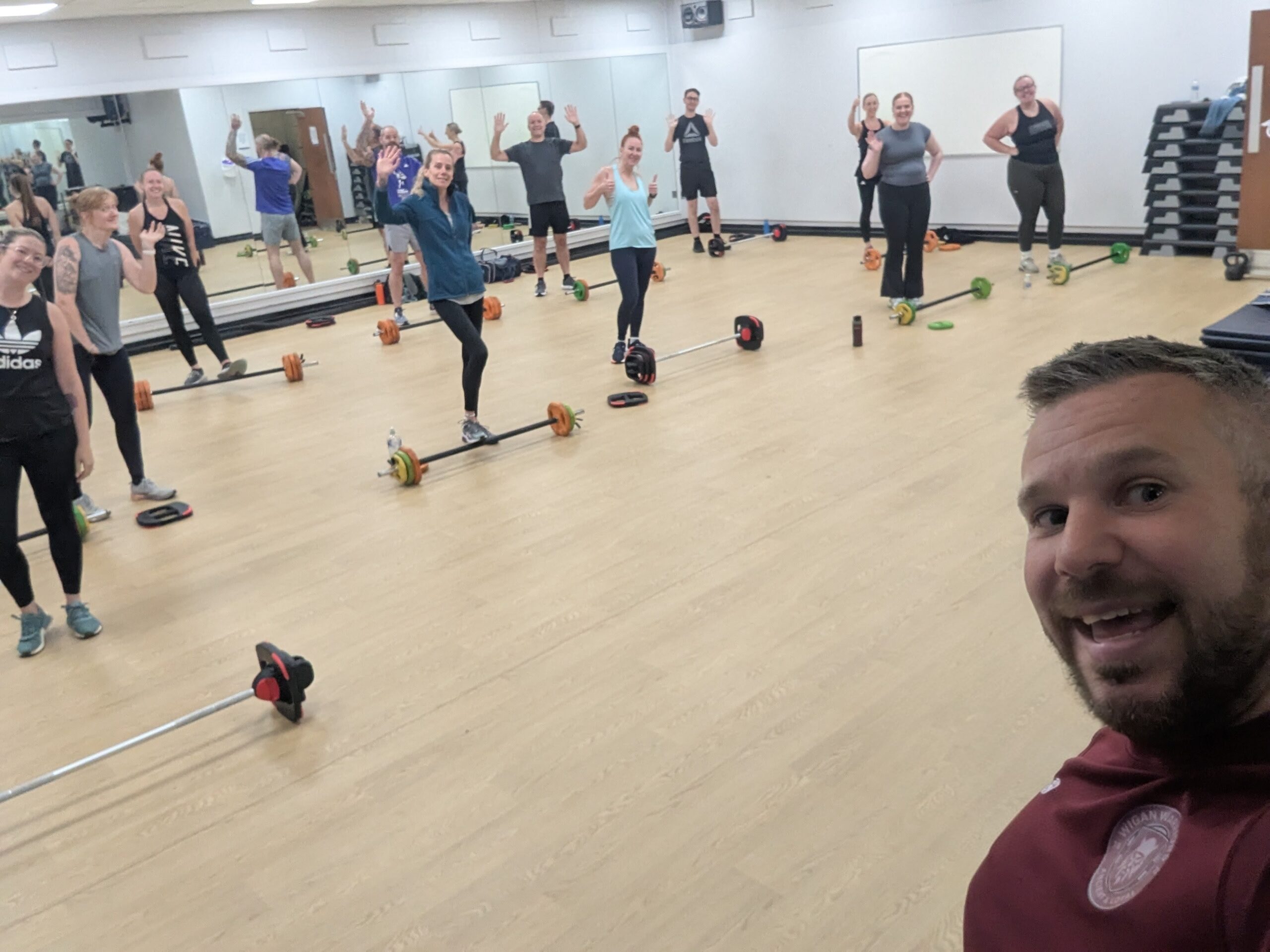 A selfie of Mike and his class