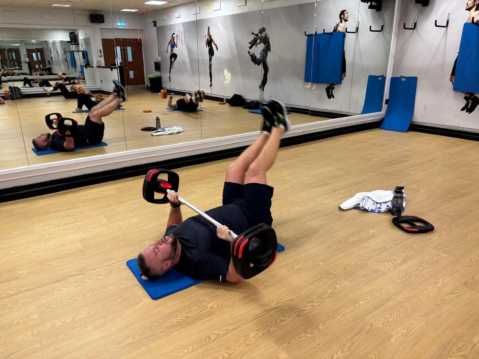 Mike leads a workout