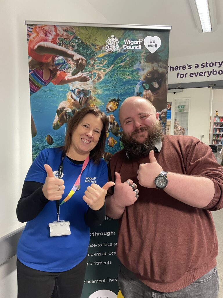 Louise and James at Hindley Library