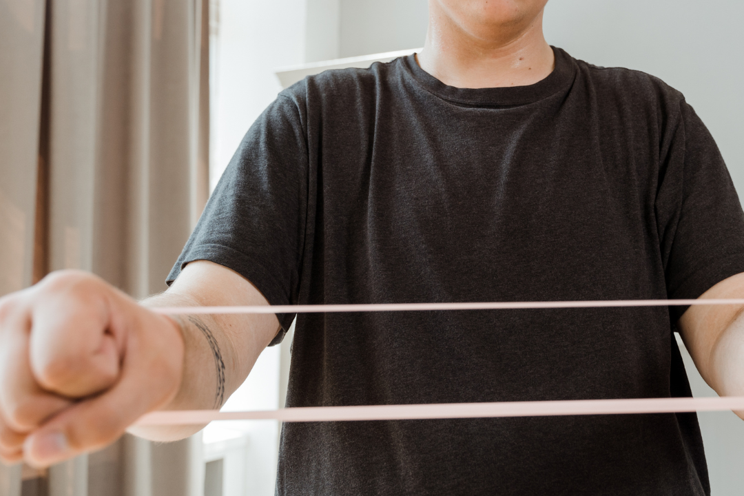 Woman with a resistance band
